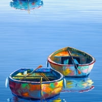 Három csónakkék, az Edward Park által csomagolt vászon festményművészeti nyomtatás