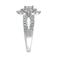 Carat T.W. Ragyogó finom ékszerek hercegnő vágott gyémánt eljegyzési gyűrű 10 kt fehéraranyban, 7. méret