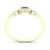 Imperial drágakő 10K sárga arany ovális vágott gránát ct tw gyémánt halo női gyűrű