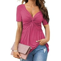Lenago Molett Női felsők alkalmi V-nyakú íj szexi rövid ujjú póló felső nyári ingek felsők laza blúzok nyári megtakarítási