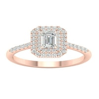 Imperial CT TDW smaragd gyémánt dupla halo eljegyzési gyűrű 10 k rózsa aranyban