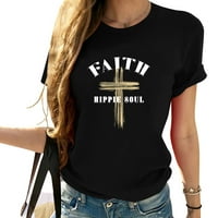 Faith hippi Soul Cross Női grafikus póló Rövid ujjú póló, stílusos nyomtatás, kényelmes és divatos nyári felsők a nők