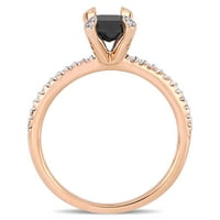 1- Carat T.W. Fekete -fehér gyémánt 10KT rózsa arany eljegyzési gyűrű