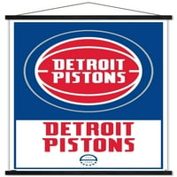 Detroit Pistons-Logo fali poszter fa mágneses kerettel, 22.375 34