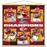 Kansas City Chiefs-Super Bowl LVII Bajnokok fali poszter mágneses kerettel, 22.375 34
