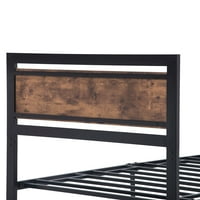 Aukfa Twin Size Platform ágy, fém és faágy keret fejlécekkel és lábtáblával, hálószoba ágy bútorok, nincs szükség bo