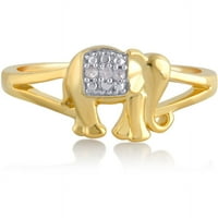 Arista kerek gyémánt akcentus női elefánt divatgyűrű sárga aranyszínű sárgarézben