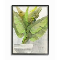 Stupell Industries nagy zöld levél növény otthoni beltéri akvarell keretes fal Art Design Albena Hristova, 24 30